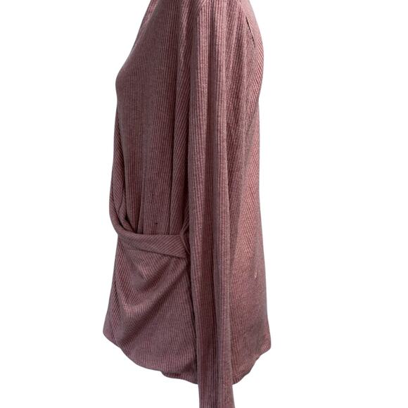 Lands End XL Sweater Women's Dusty Rose Sweater Cross Front Longsleeve (15) - Picture 8 of 10
